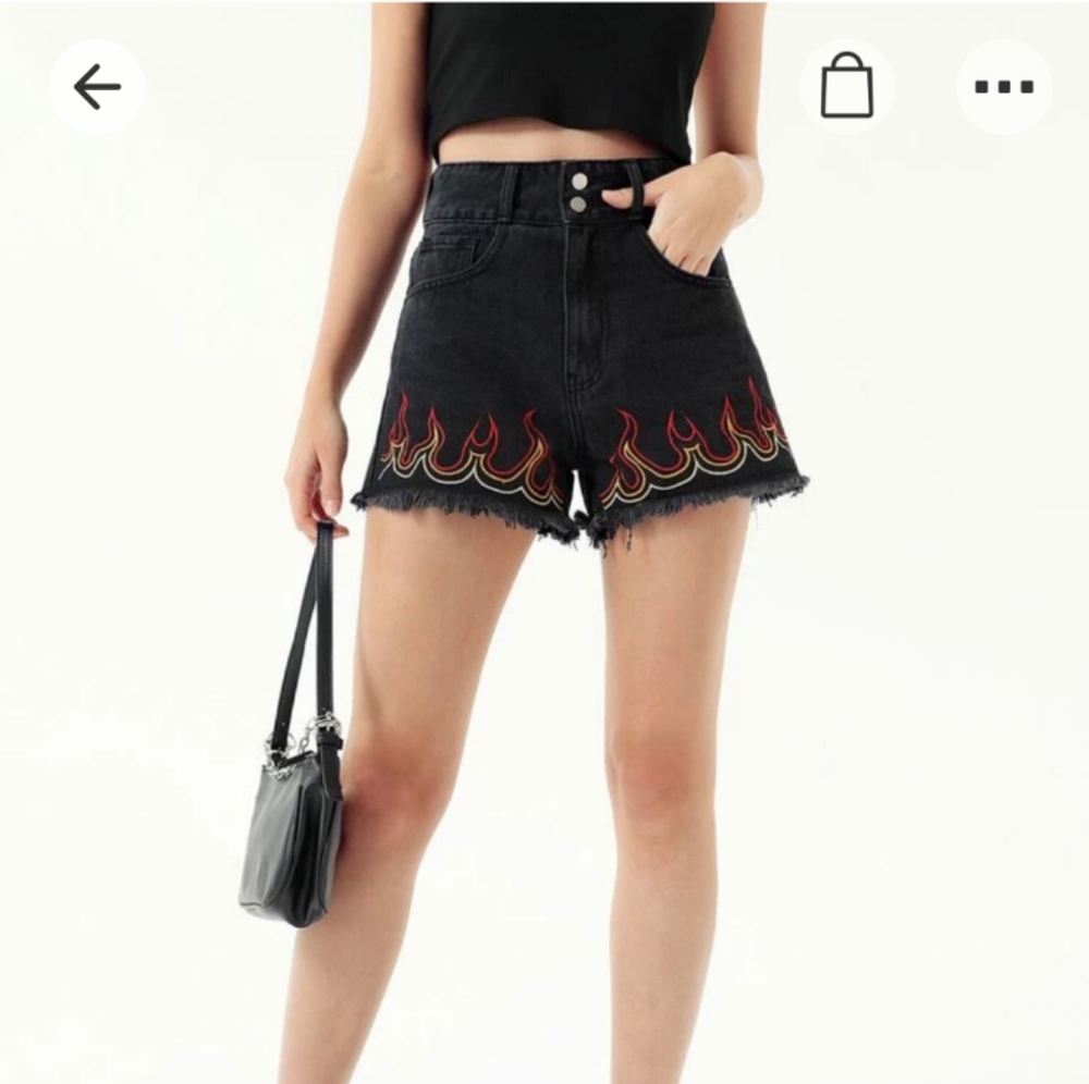 Flame denim shorts